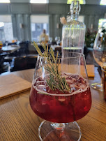 A red drink at the restaurant